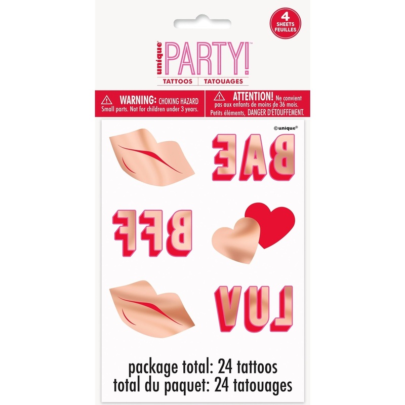 Tattoos - Foil, Valentines Day, 24 Count