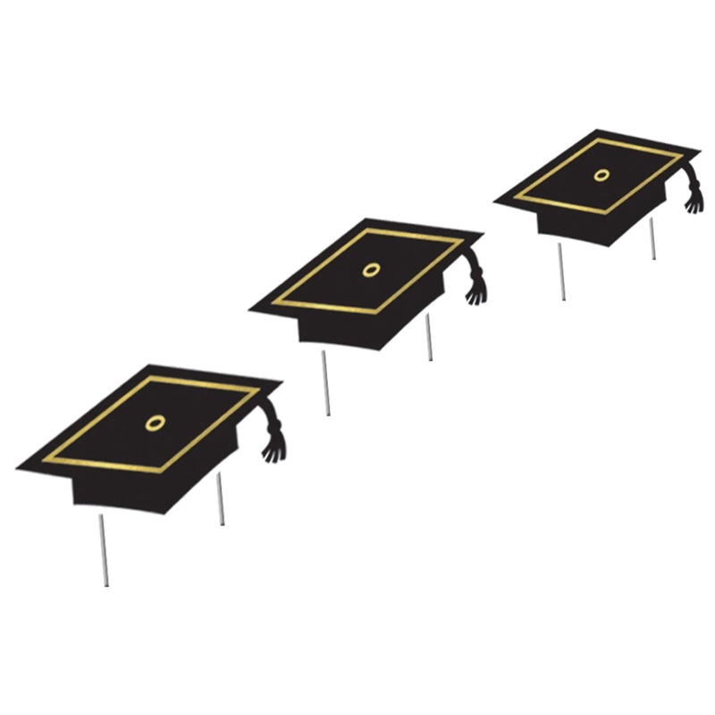 Small Grad Cap Yard Stakes Multi-pack