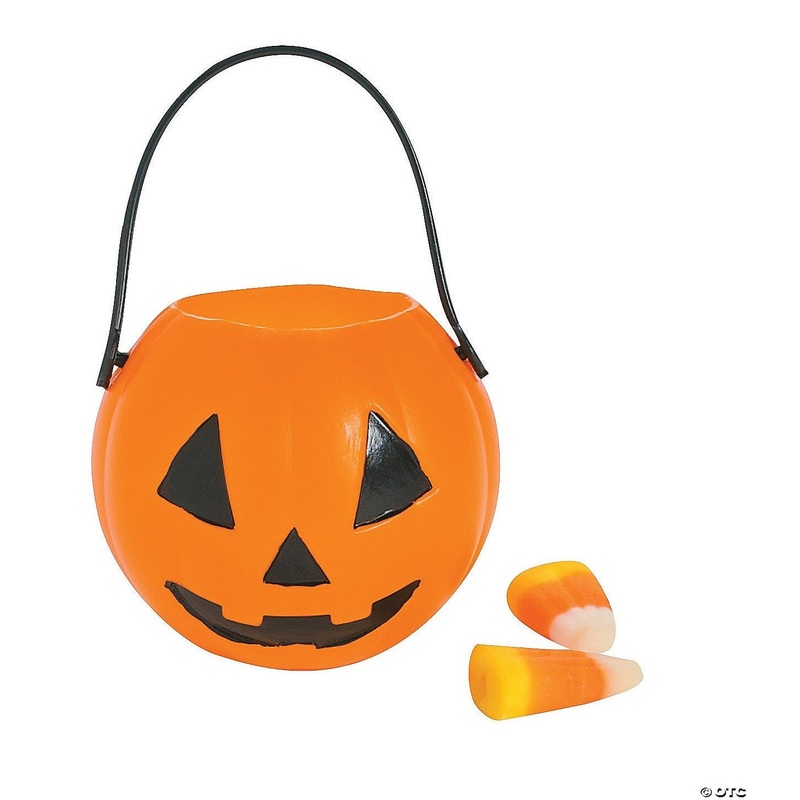 12 Mini Pumpkin Plastic Candy Buckets