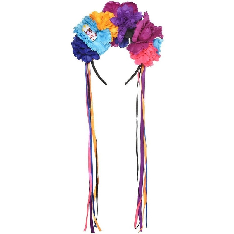 Neon Day of The Dead Floral Headpiece - Adult