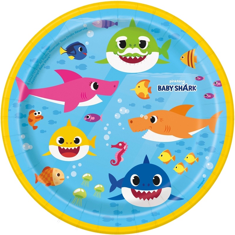 Plates - Dessert, Baby Shark, Round, 7", 8 Count