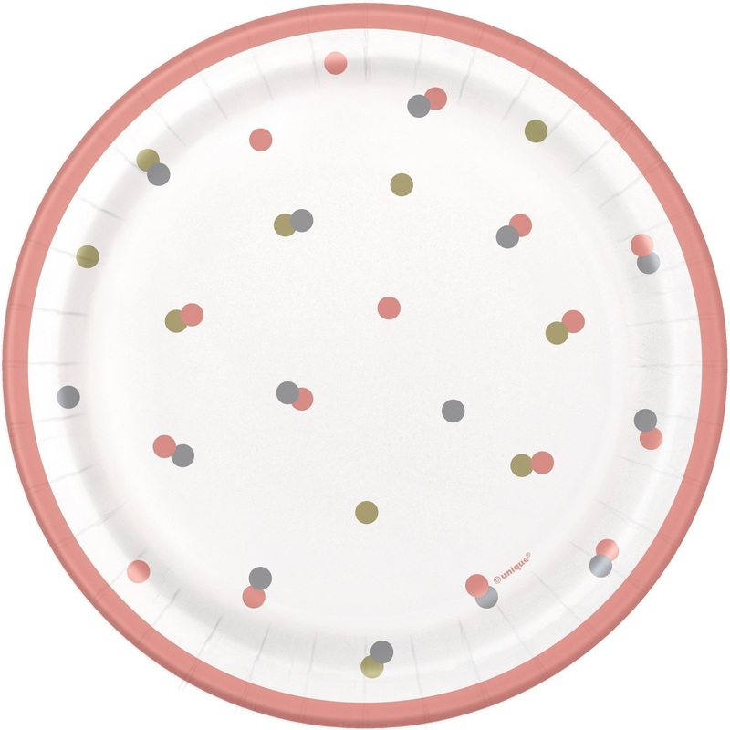 Plates - Glitz Rose Gold, 7", 8 Count