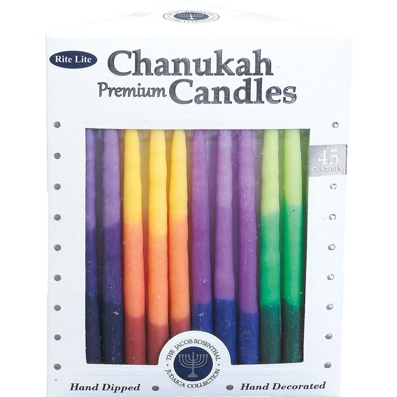 Premium Chanukah Candles - Multi Tri-Color
