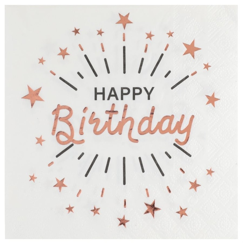 Sparkling Pink Happy Birthday Lunch Napkin, Set of 10