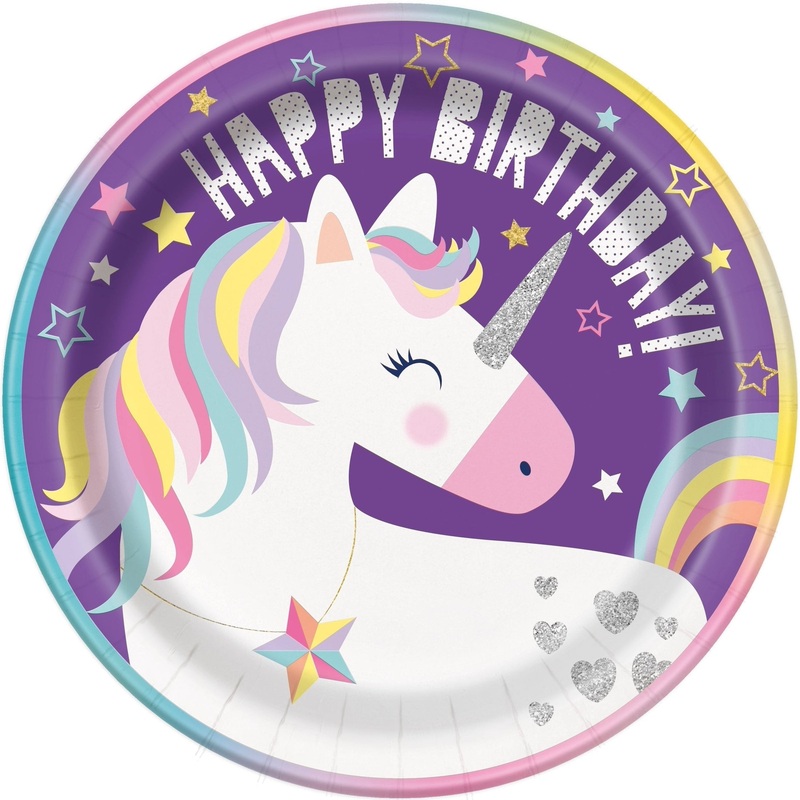 Plates - Unicorn 9", 8 Count