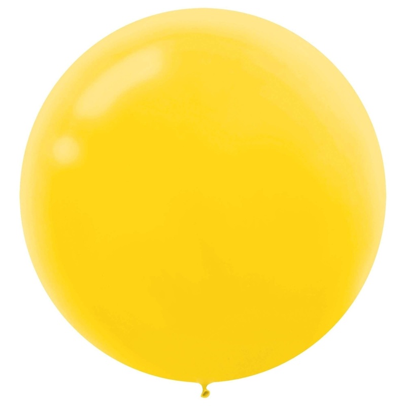 24" Round Latex Balloons - Yellow Sunshine 4 Count