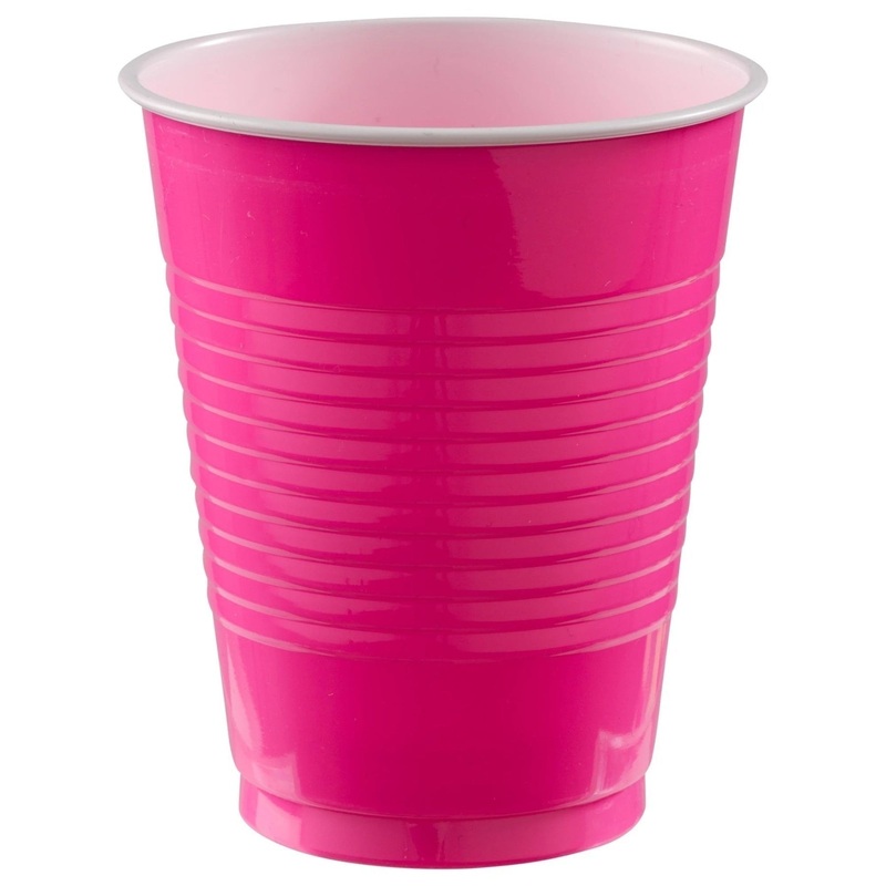 18 Oz. Plastic Cups, 50 Count - Bright Pink