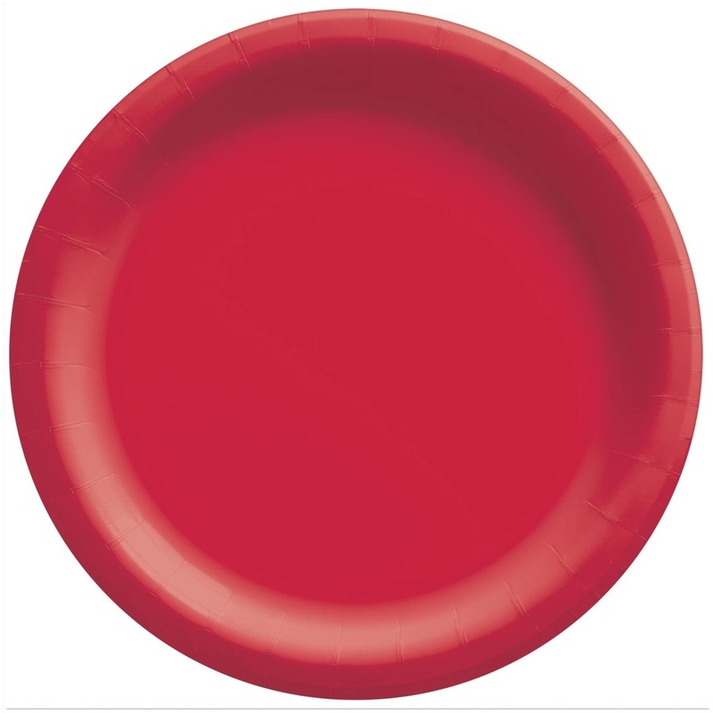 Plates - Apple Red, Round, Paper, 6 3/4", 50 Count