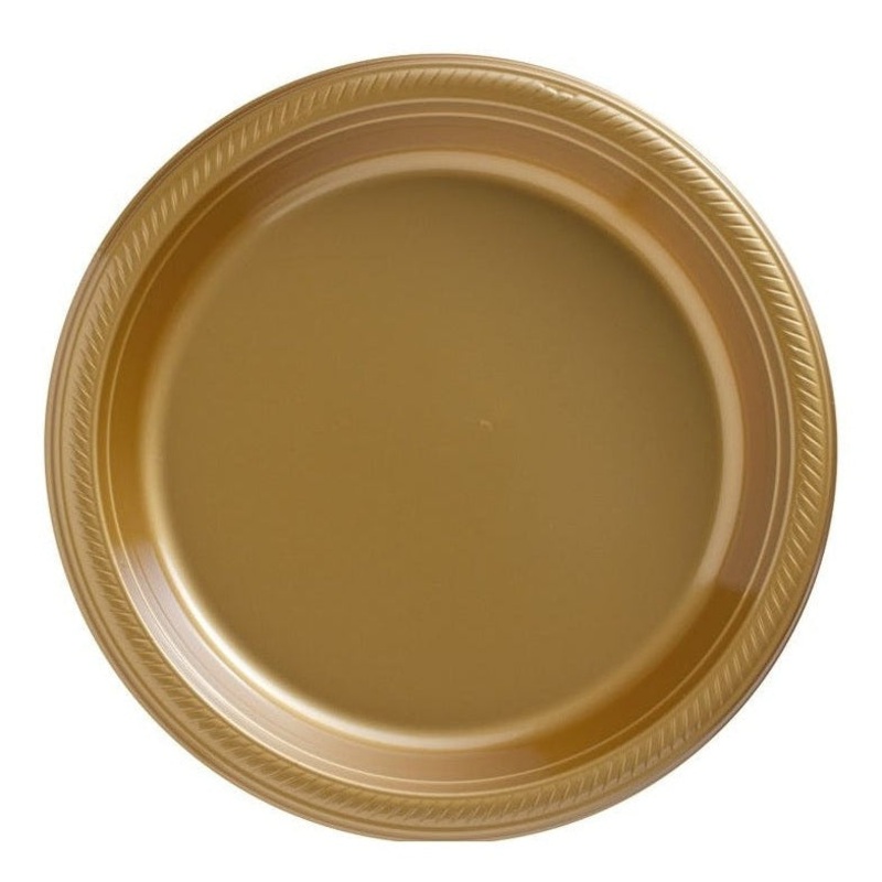 Plates - Gold Plastic, Big Party Pack, 7"