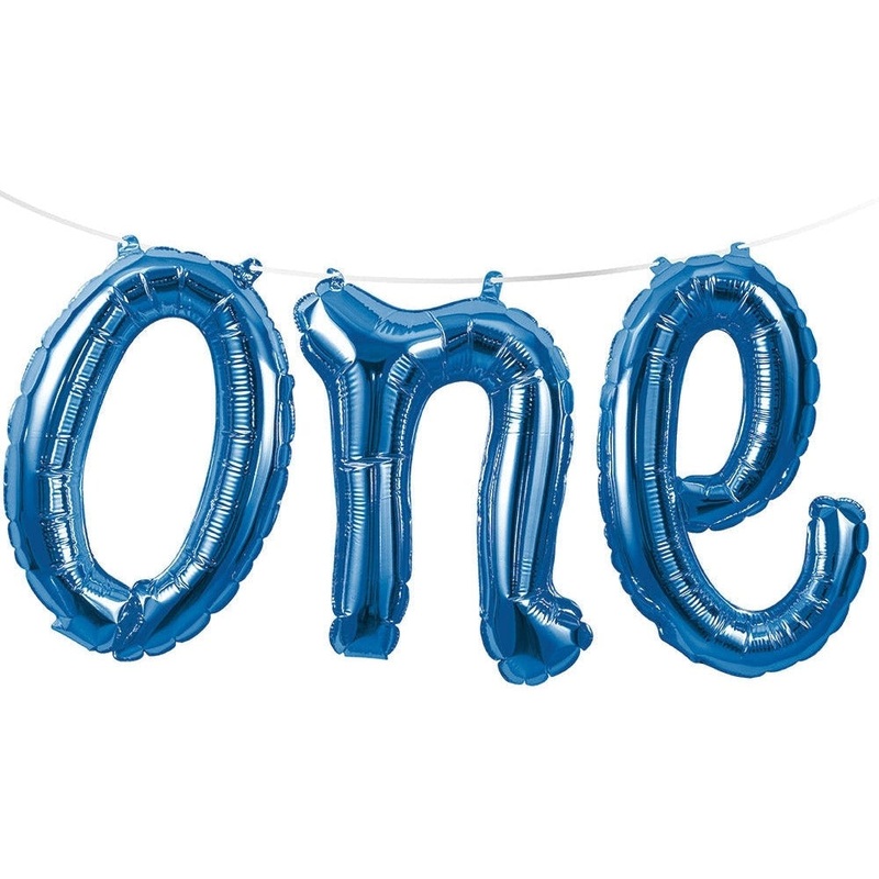 1st Birthday Blue "One" Balloon Banner