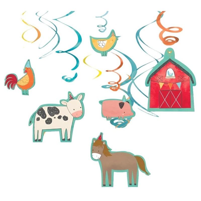 Swirl Decorations - Foil, Barnyard Birthday Value Pack