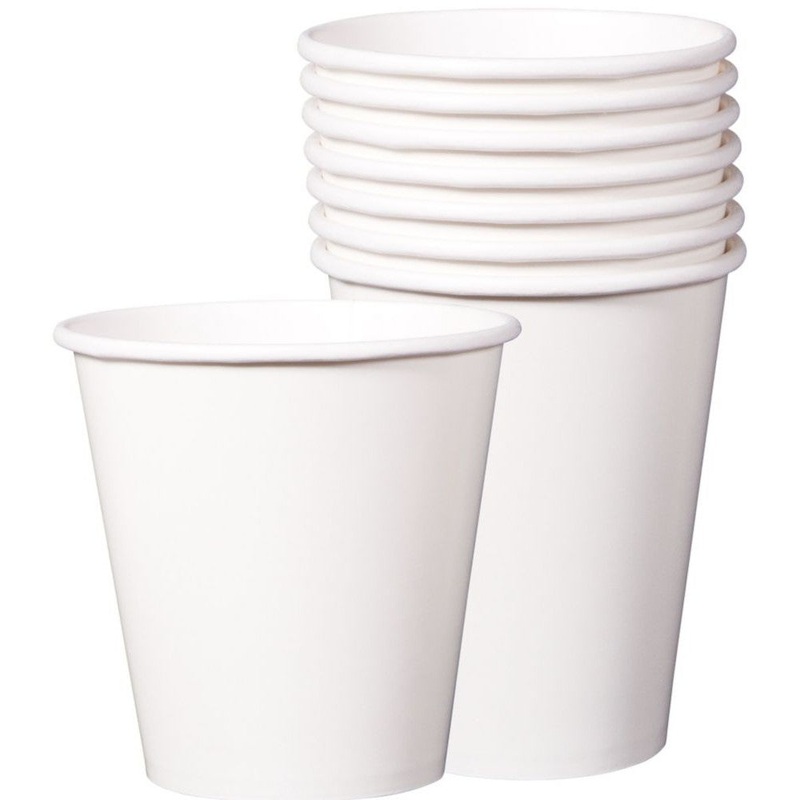 White Economy Solid Paper Cups, 9 oz