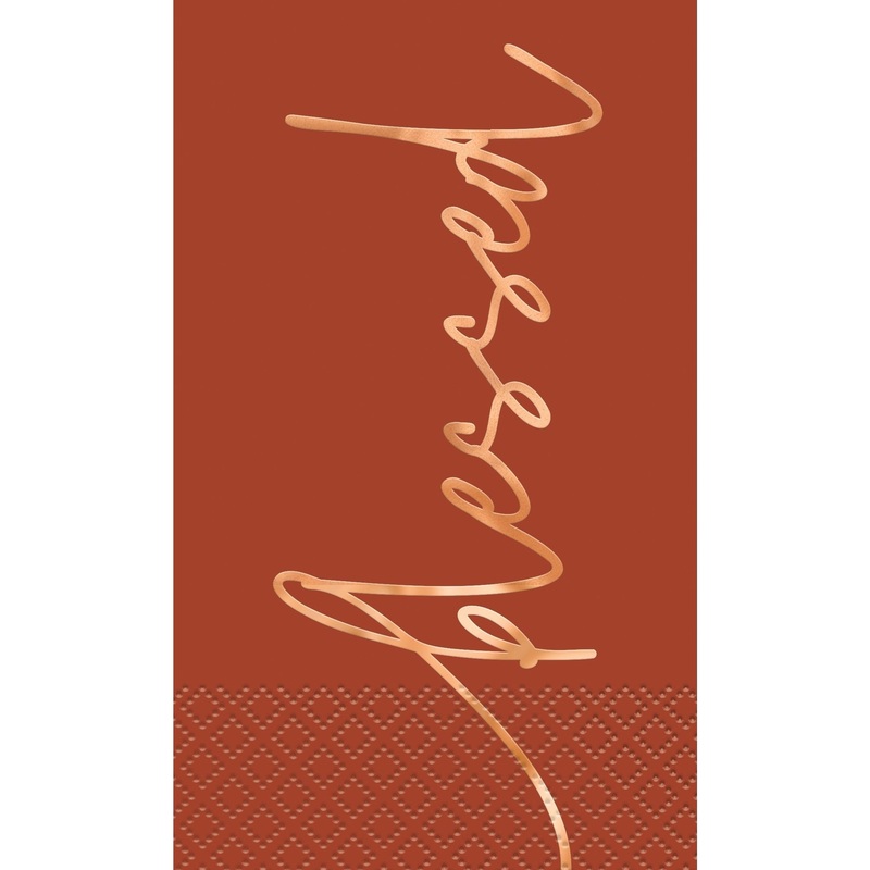 16 Elegant Thanksgiving Blessed Guest Napkings, Foil Stamped