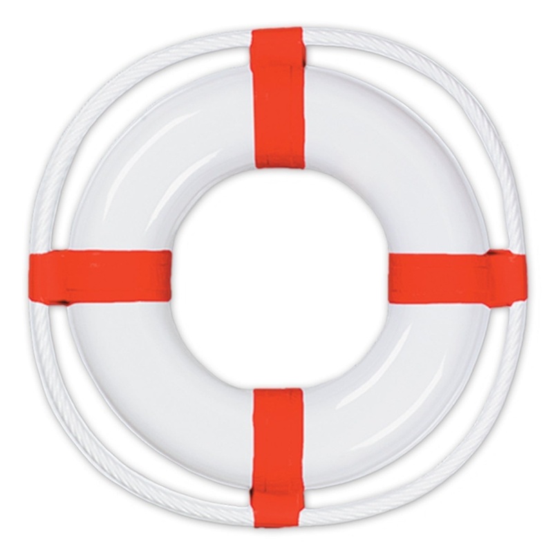 Plastic Life Preserver White with Red Print