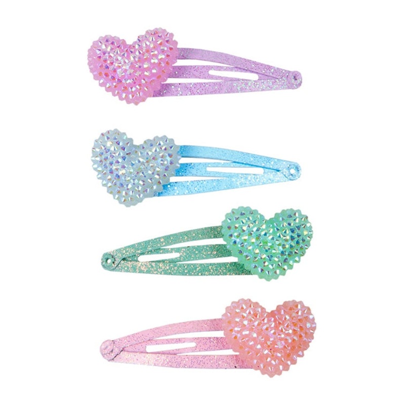 Sparkle Heart Bobble Hair Clips, 4pcs