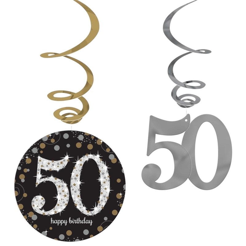 Sparkling Celebration 50th Birthday Value Pack Foil Swirl Decorations