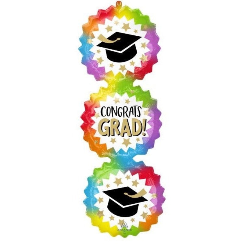 Super Shape Foil Balloon - Grad Bursts - "Congrats Grad!"