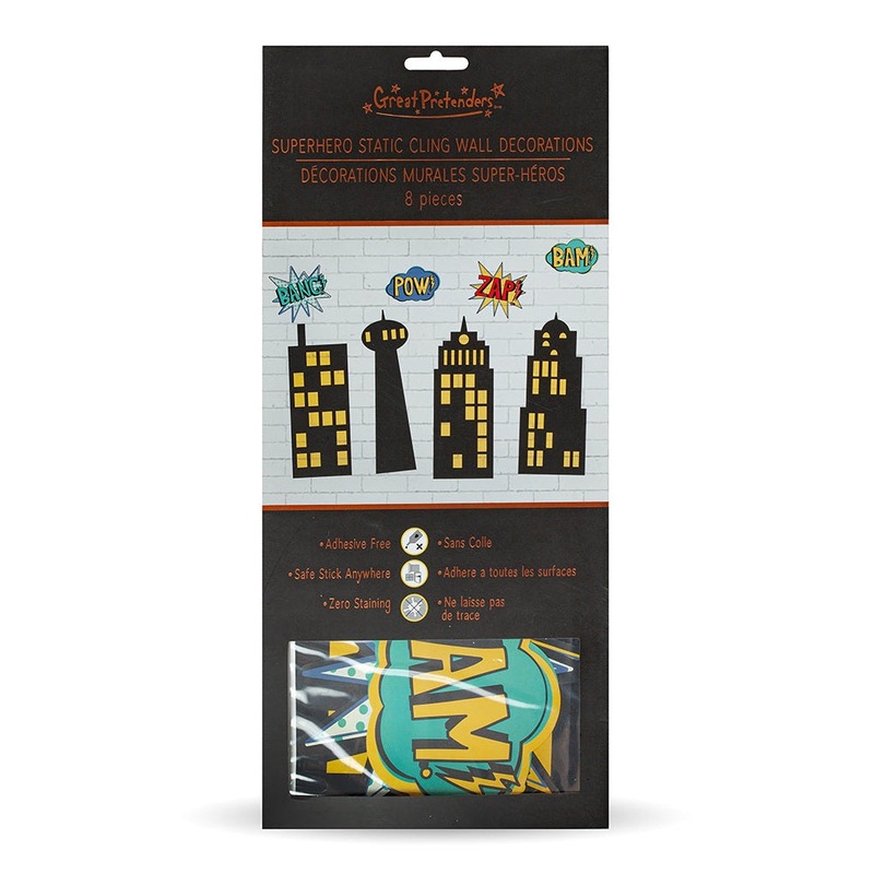 Superhero Static Cling Decorations (8 pcs)