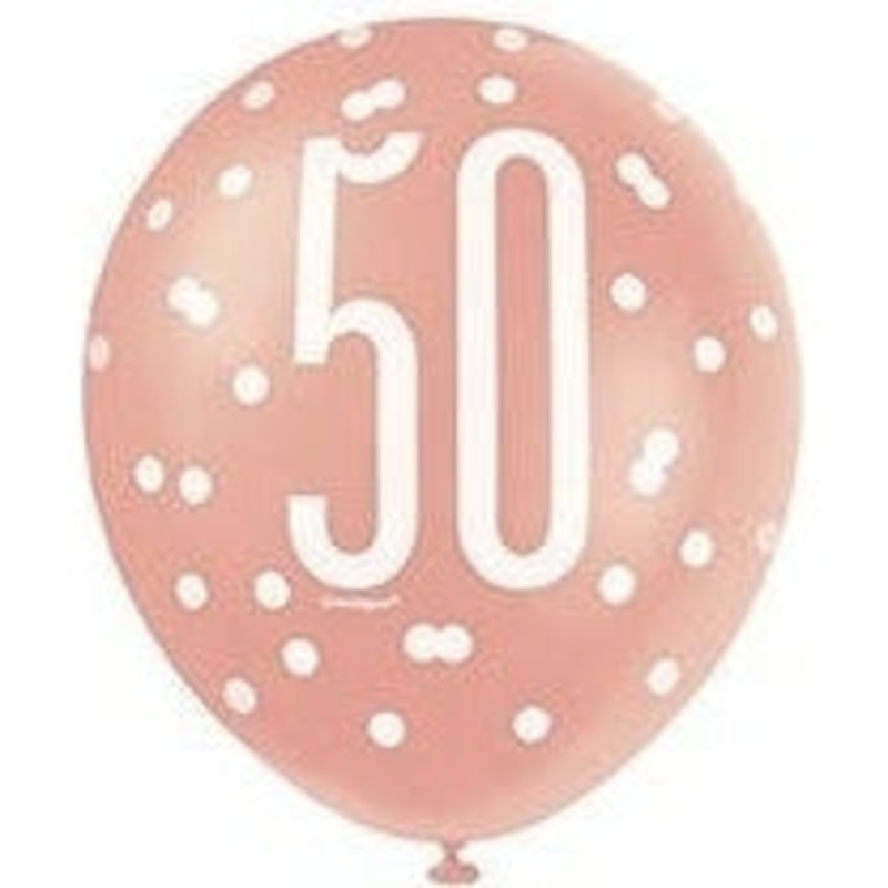 6 12" Rose Gold Latex Balloons 50