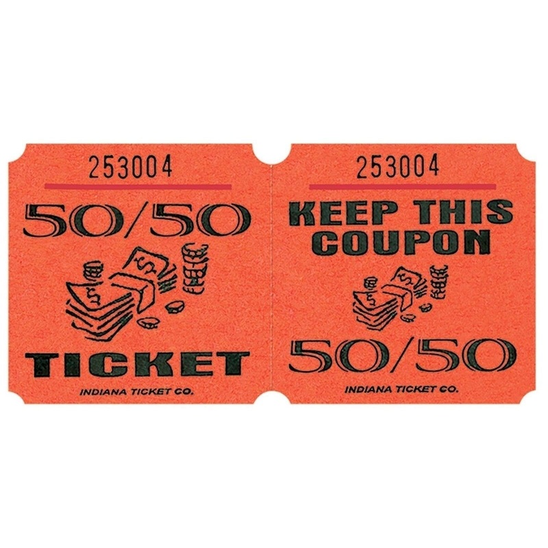 Orange 50/50 Ticket Roll - 1000 Per Roll