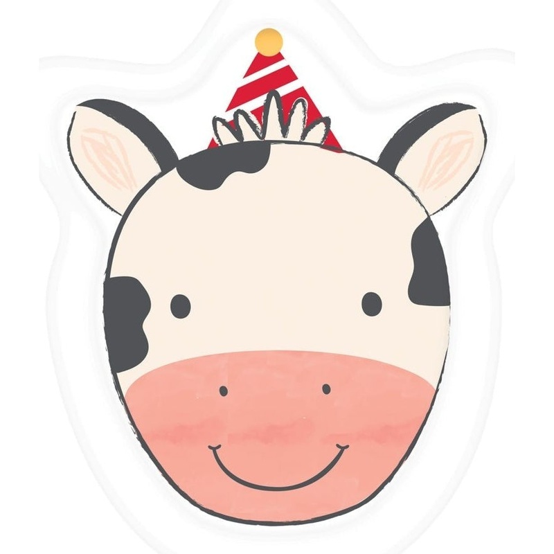 Plates - Barnyard Birthday, Cow Shaped, 7"