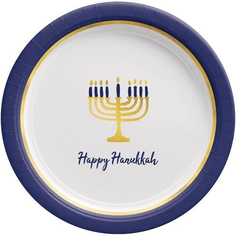 Plates - Hanukkah Lights, Round, Paper, 20 Count, 10"