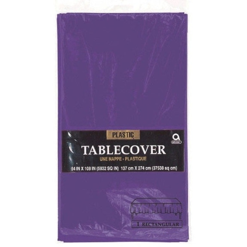 Purple Rectangular Plastic Table Cover, 54" x 108"