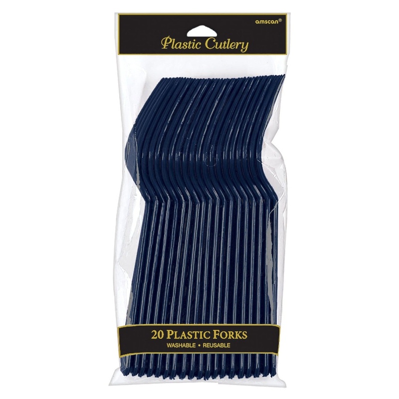 True Navy Plastic Forks