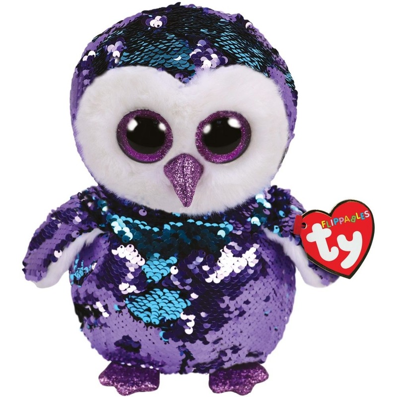 Ty - Flippable Moonlight Purple Sequin Owl Medium