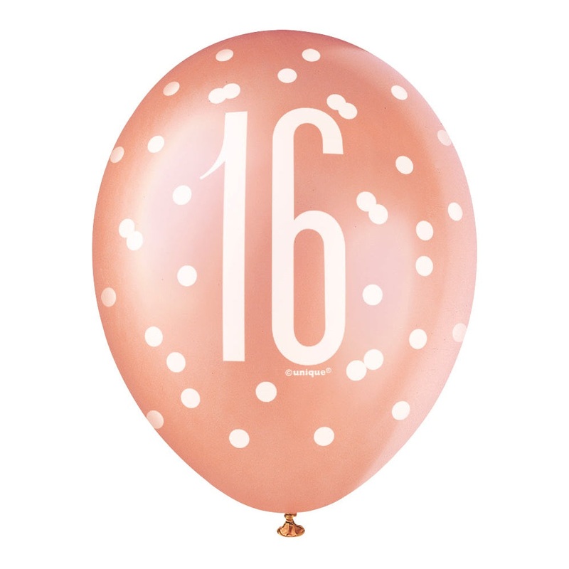 6 12" Rose Gold Latex Balloons 16