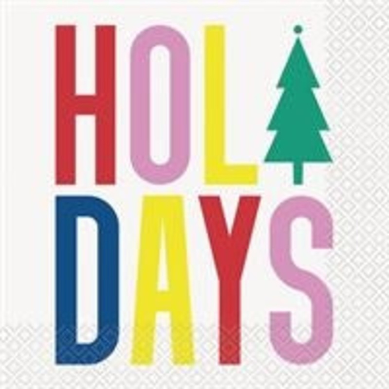 Vibrant Christmas "Holidays" Lunch Napkins, 16 Count