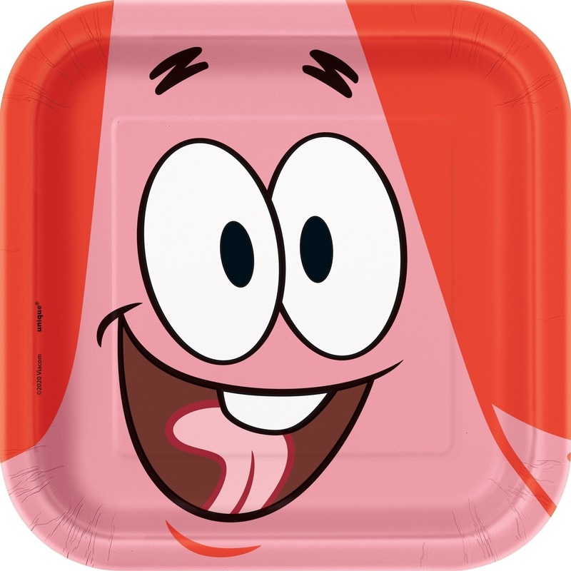 Plates - 8 SpongeBob Squarepants, Square, 7"
