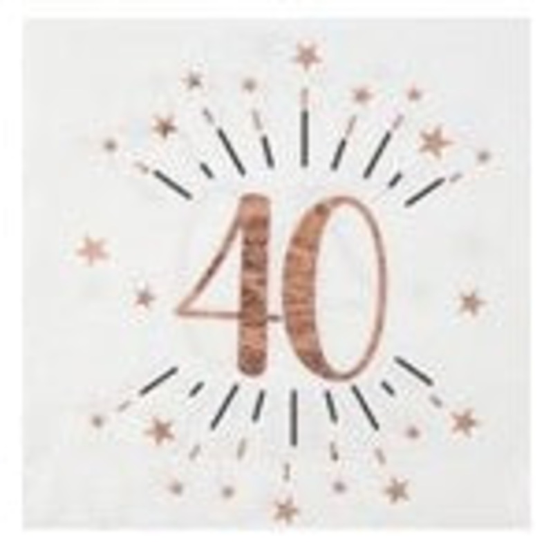 Rose Gold Sparkling Age Napkin 40 Years