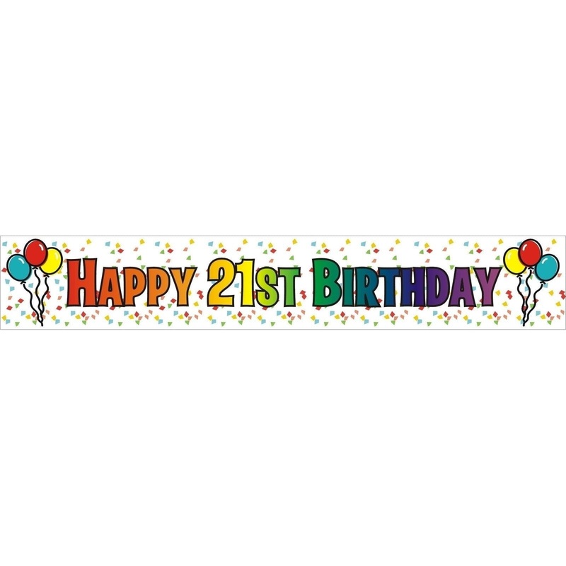 Vinyl Happy 21st Birthday Banner 8.5" x 45"