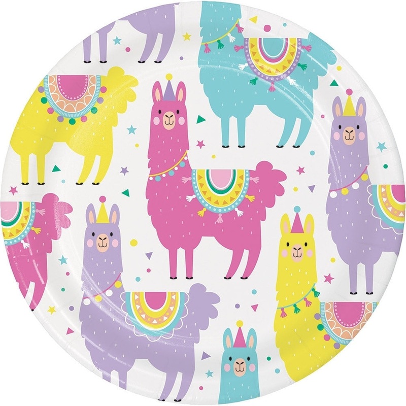 Plates - Dessert, Llama Party, Round