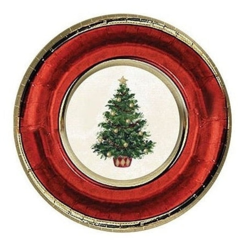 Plates - Red, Classic Christmas Tree