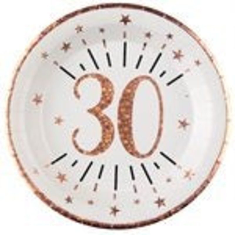 Rose Gold Sparkling Age Plate 30 Years, Set of 10