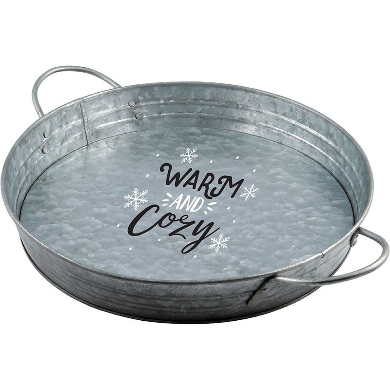 Warm & Cozy Round Serving Tray With Handles
