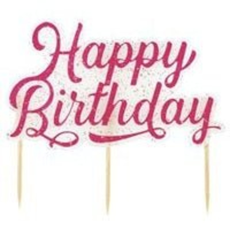 Pink Glitter Large Happy Birthday Pick Candle