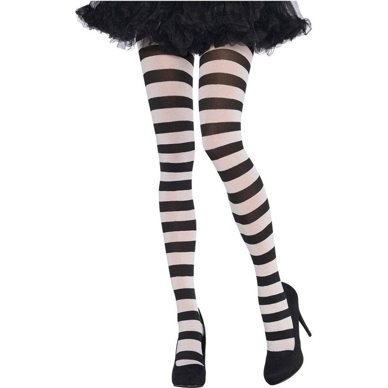 Tights - Black & White, Wide Striped
