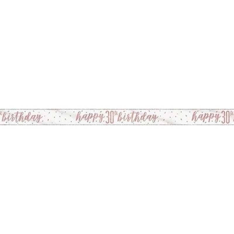 1 9' Glitz Rose Gold Foil Banner "Happy 30th Birthday"