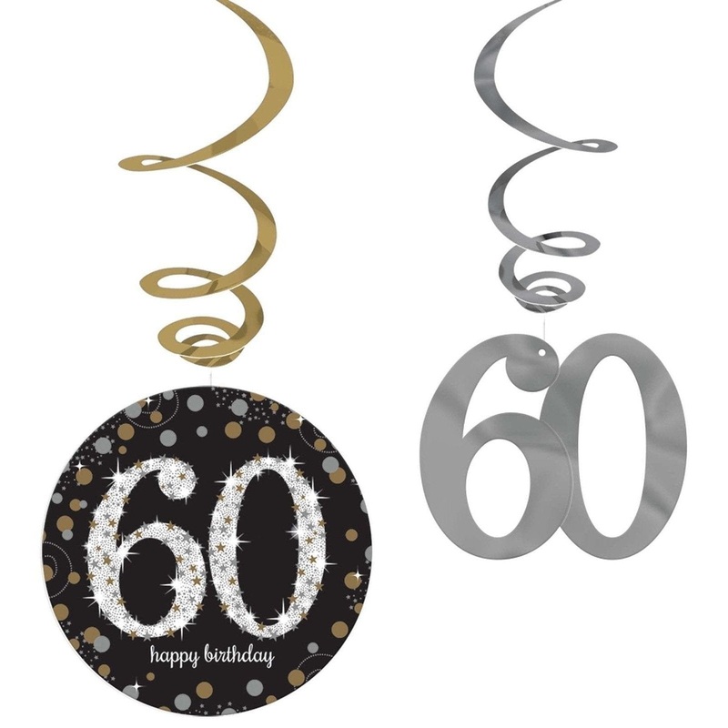 Sparkling Celebration 60th Birthday Value Pack Foil Swirl Decorations