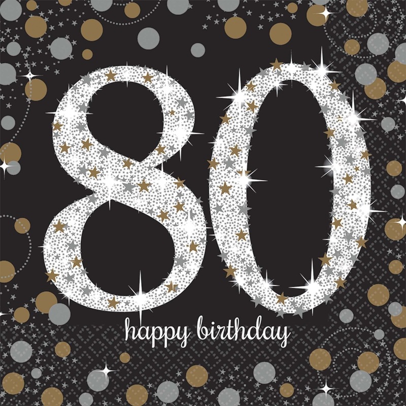 Sparkling Celebration 80th Birthday Lunch Napkins