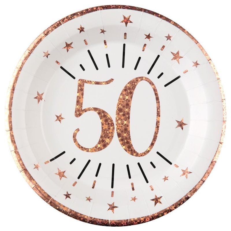 Sparkling Pink 50th Plates, Set of 10