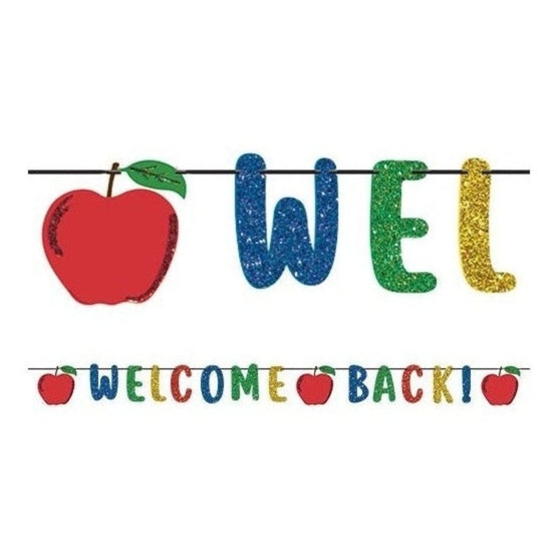 Welcome Back Ribbon Banner with Glitter Paper Letters