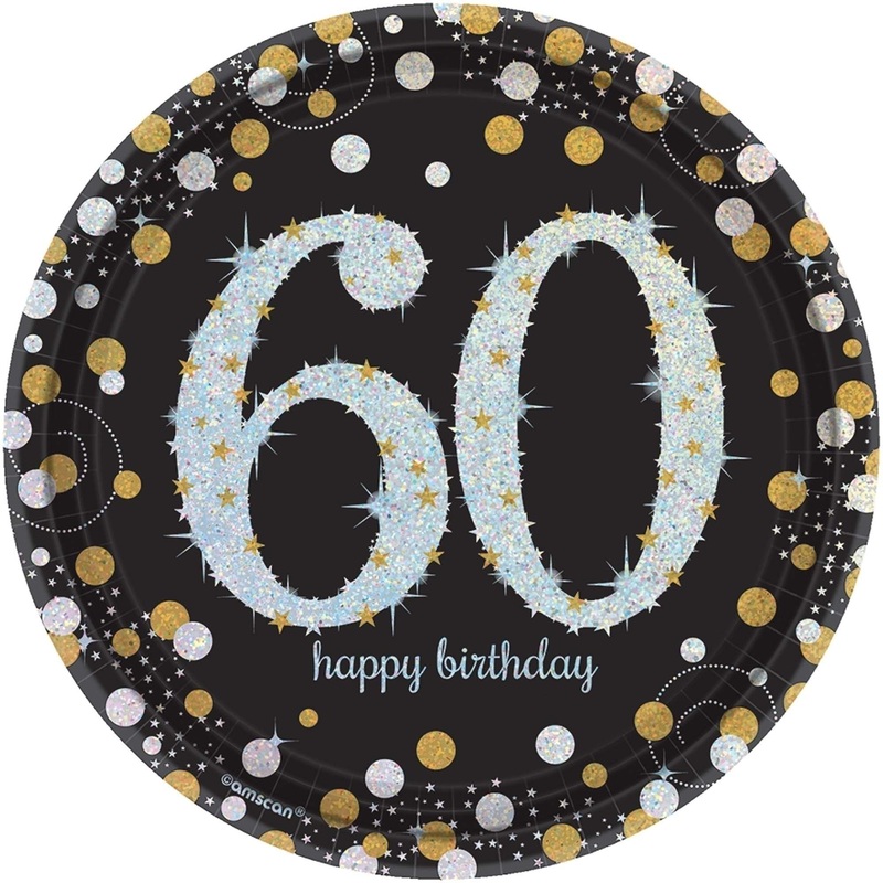 Sparkling Celebration 60th Birthday Round Prismatic Plates, 7"