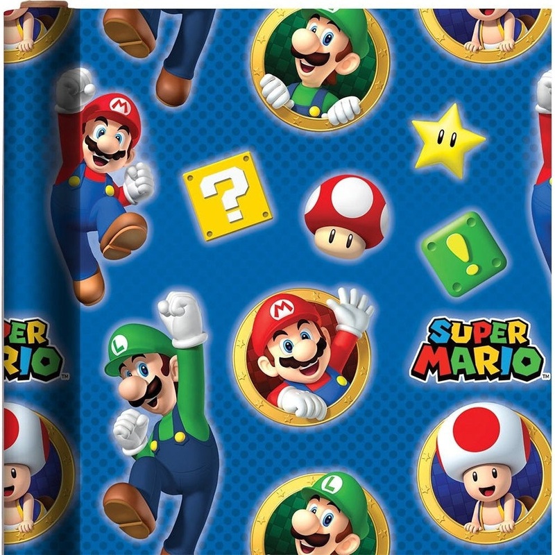 Super Mario Brothers Printed Gift Wrap, 8'