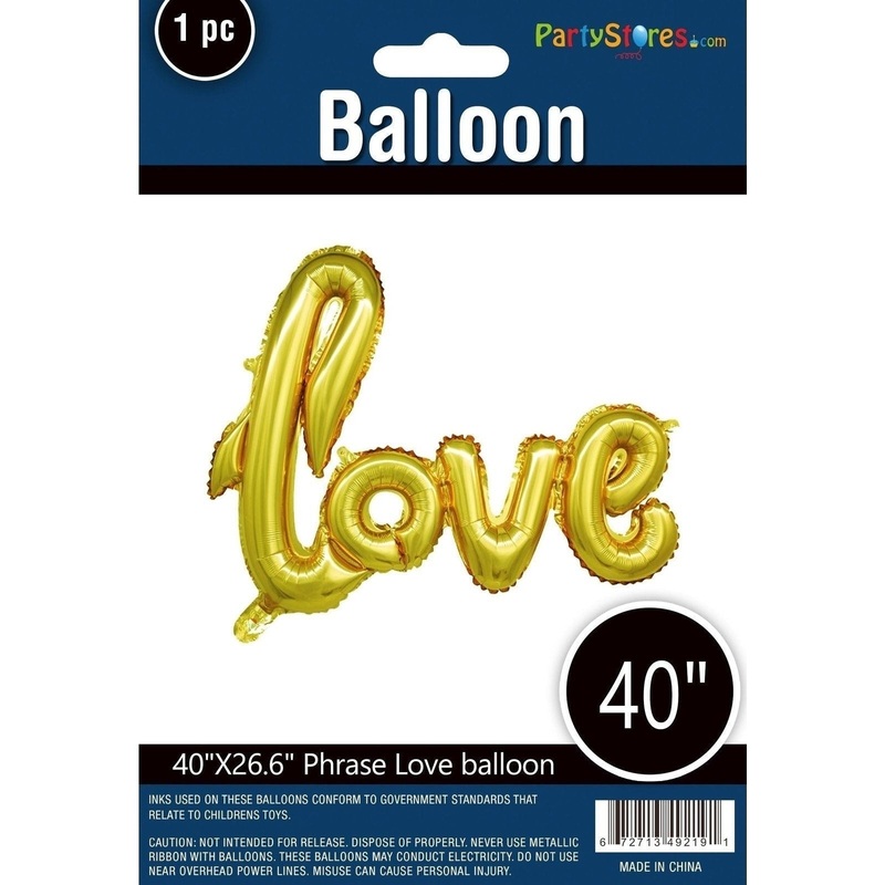 Super Shape Foil Balloon - Script Love Gold