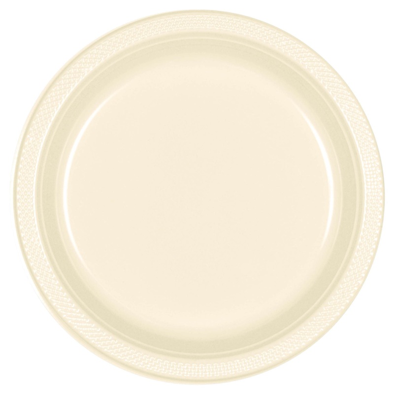 10" Vanilla Creme Round Plastic Plates 20 ct.