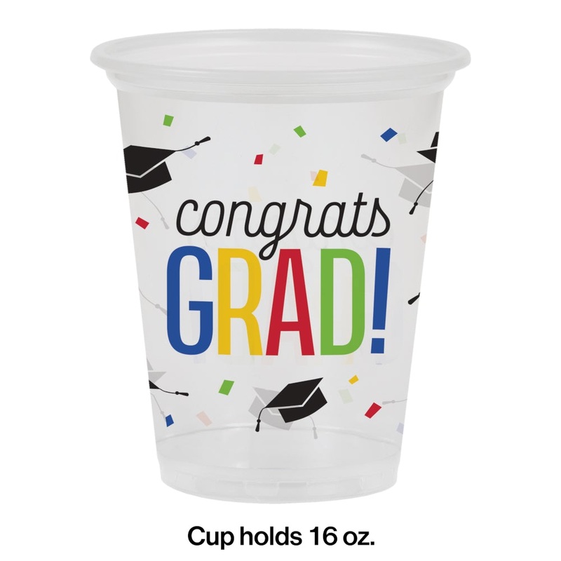 16 oz. Clear Congrats Grad Tumbler 8 ct.